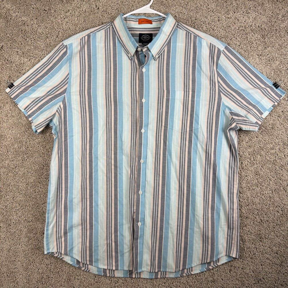 St Johns Bay Comfort Flex Mens Easy Care Striped Short Sleeve Button Shirt XXL